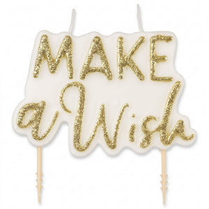 "Make a Wish" Glitter Birthday Candle with Picks