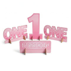 Pink "1st Birthday" Table Decorating Kit for Girls