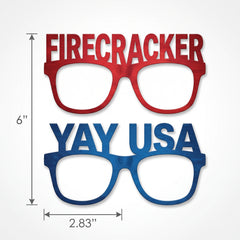 Patriotic Word Glasses Set - Firecracker & Yay USA
