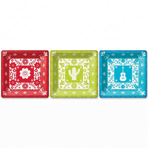 Viva la Party Fiesta Square Dessert Plates, 7-Inch, 20-Pack - 7 in.