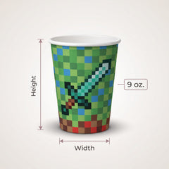 Pixel Party 9 oz Paper Cups - Perfect for Kids' Birthdays