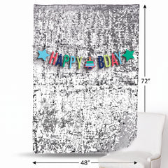 Sparkling Silver Birthday Backdrop & Banner Set