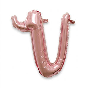 Rose Gold Script Letter "v" Foil Balloon | 16" Air-Filled