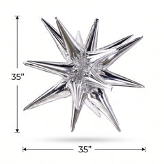 Silver Metallic Starburst Foil Balloons