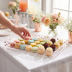 Elegant Rose Gold Polka Dot Serving Tray - 11" x 18"