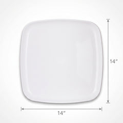 Elegant 14" Square White Plastic Serving Platter