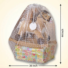 Clear Reusable Gift Sack with White Polka Dots - 44 x 36 Inch