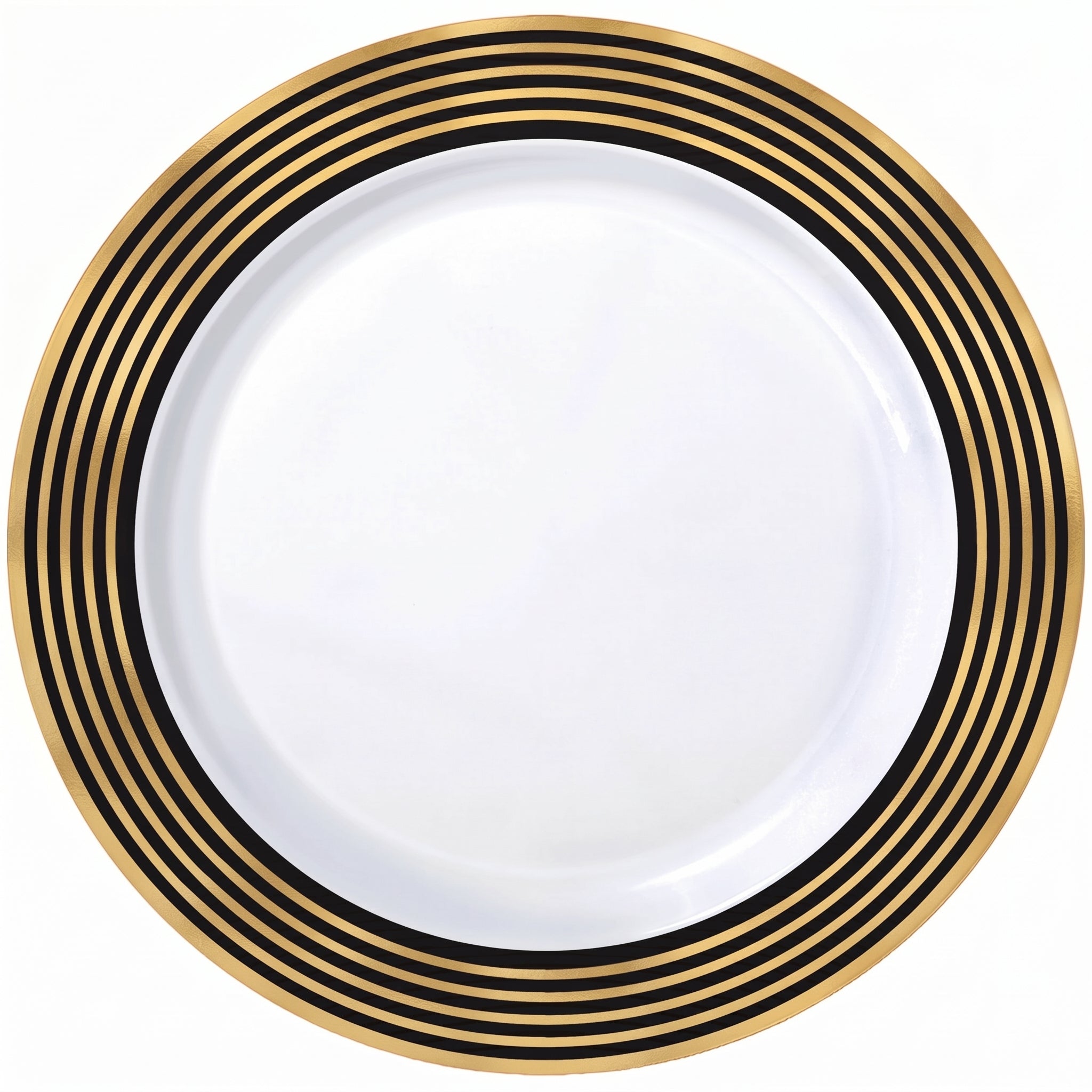 Elegant Gold Striped Premium Plastic Dinner Plates, 10.25", 20-Pack