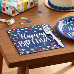Colorful Geometric Birthday Luncheon Napkins - 6.5 In. x 6.5 In.