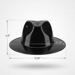 Black Shiny Fedora Hat