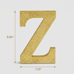 Glitter Gold Standing Letter "Z" Decoration - 4-Inch MDF Block