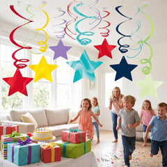 Rainbow Star Swirl Metallic Hanging Decorations