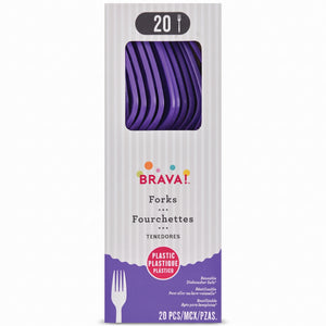 Vibrant Purple Plastic Forks - Pack of 20 - 7.5 in.
