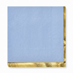 Elegant Blue Luncheon Napkins - 6.5 In. x 6.5 In. with Hot Stamped Gold Edge