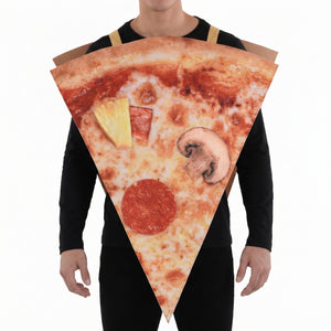 Pizza Slice Costume Adult Tunic - Funny Halloween Food Costume with Photorealistic Print, Easy Slip-On One Size for Men