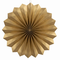 Elegant Gold Paper Parasol Fan Decoration - 5 Pack