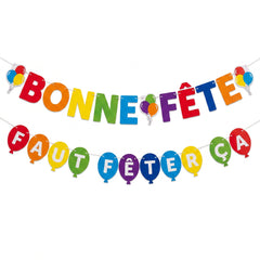Multi-Coloured "Bonne Fête" French Birthday Banner Kit