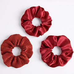 Vibrant Red Hair Scrunchies - 3 Pack