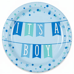 "It's a Boy" Baby Shower 8.5" Round Paper Plates