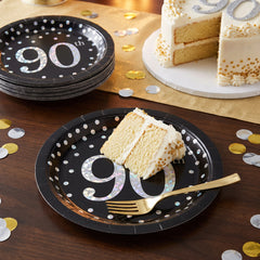 Prismatic Celebration 90th Birthday Plates - 7" Round