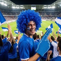 Royal Blue Curly Wig - Costume Accessory for Team Spirit Events