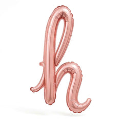 Rose Gold Script Letter "h" Foil Balloon | 16" Air-Filled
