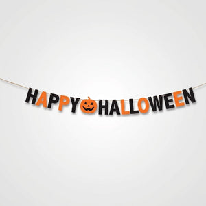 Classic Halloween "Happy Halloween" Felt Banner - Black & Orange, 6 Ft