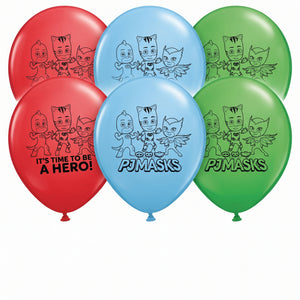 PJ Masks "It’s Time to be a Hero" Latex Balloons - 12", 6 Pack