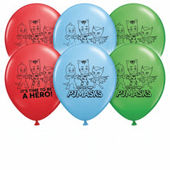 PJ Masks "It’s Time to be a Hero" Latex Balloons - 12", 6 Pack