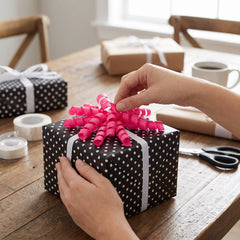 Neon Pink Grosgrain Curly Gift Bow
