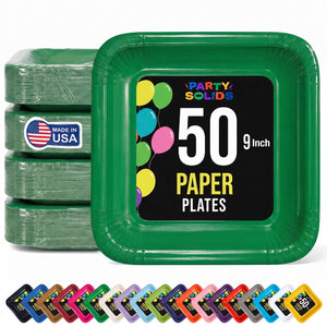 9 In. Emerald Green Square Paper Plates - 50 Ct.