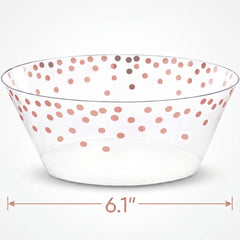 Elegant Rose Gold Polka Dot Plastic Serving Bowl - 6.1 In.