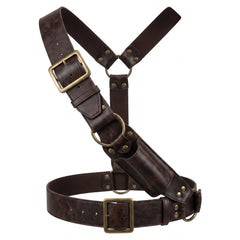 Pirate Bandolier Belt - Brown Faux Leather Costume Accessory
