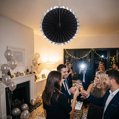 Elegant Black Paper Parasol Fan with Hot Stamp