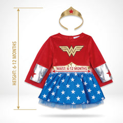 Infant DC Wonder Woman Diana Prince Red/Blue Dress Halloween Costume, Assorted Sizes