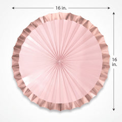 Rose Gold Parasol Paper Fans - Set of 4, 16-inch