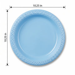 Sturdy 10.25" Blue Plastic Dinner Plates - Pack of 20