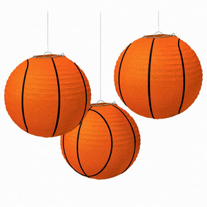 Basketball Paper Lantern Decorations, 9.5-Inch, 3-Pack