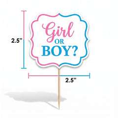 Gender Reveal Party Picks - Boy or Girl? (Pack of 24)