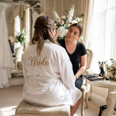 Elegant Plus Size "Bride" Satin Robe with Gold Accents