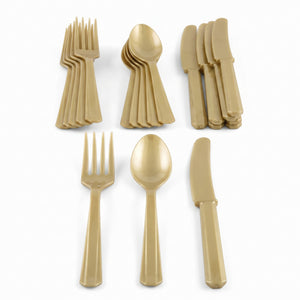 Elegant Gold Assorted Plastic Cutlery Set - 24 Pack