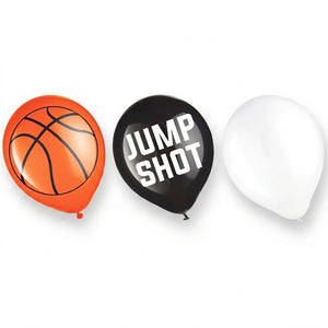 Basketball Fan Latex Balloons - 12" Sports Party Pack (6ct)