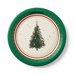 Elegant Evergreen Christmas Paper Plates, 7-Inch, 18-Count