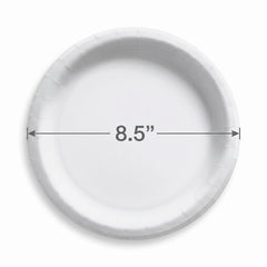 White 8.5" Round Paper Plates - 16 Count