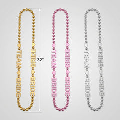 Team Bride Bachelorette Beaded Necklaces - Gold, Silver & Pink, 6-Pack