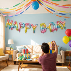 Rainbow Happy B-Day Foil Air-Filled Balloon Set