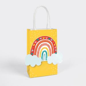 Retro Rainbow Customizable Kraft Gift Bags - 8 Pack