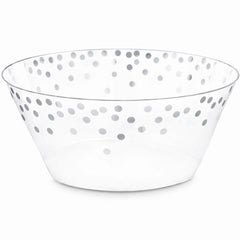 Silver Polka Dot Large Plastic Serving Bowl - 116 Oz.