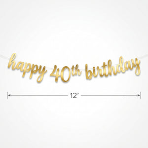 Golden Age 40th Birthday Letter Banner Decoration
