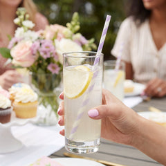 Lavender Striped Paper Straws - 7.75 in.